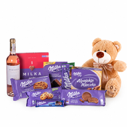 Zestaw Milka z winem i misiem